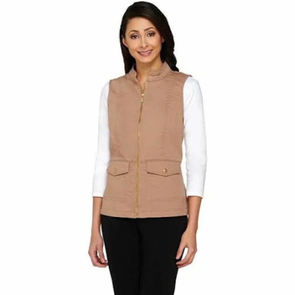 Liz Claiborne New York Zip Front Denim Vest